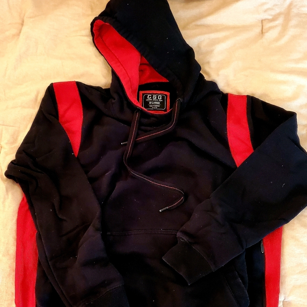 Mens CSG black and red hoodie